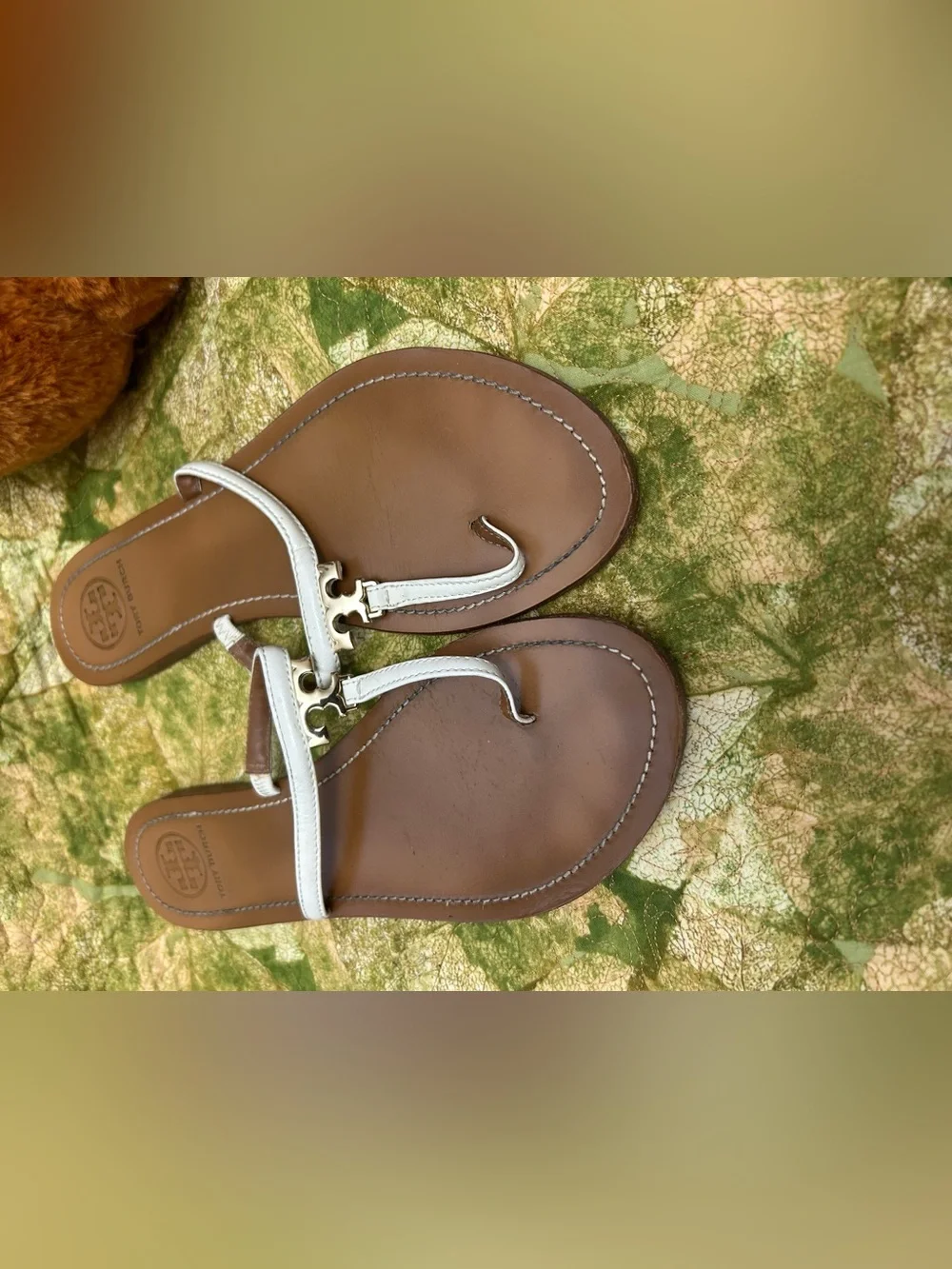 Tory Burch White Miller Thong Sandals